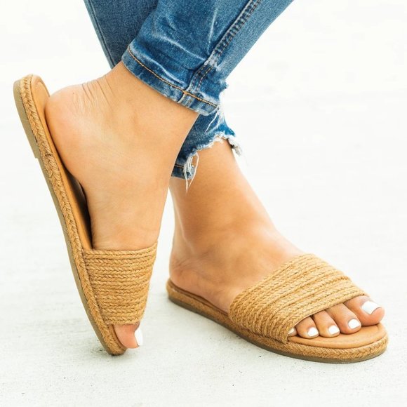 Bamboo Women High Quality Stylish Espadrille Slip-On Sandals - Tan - Size 6.5 - Picture 3 of 3